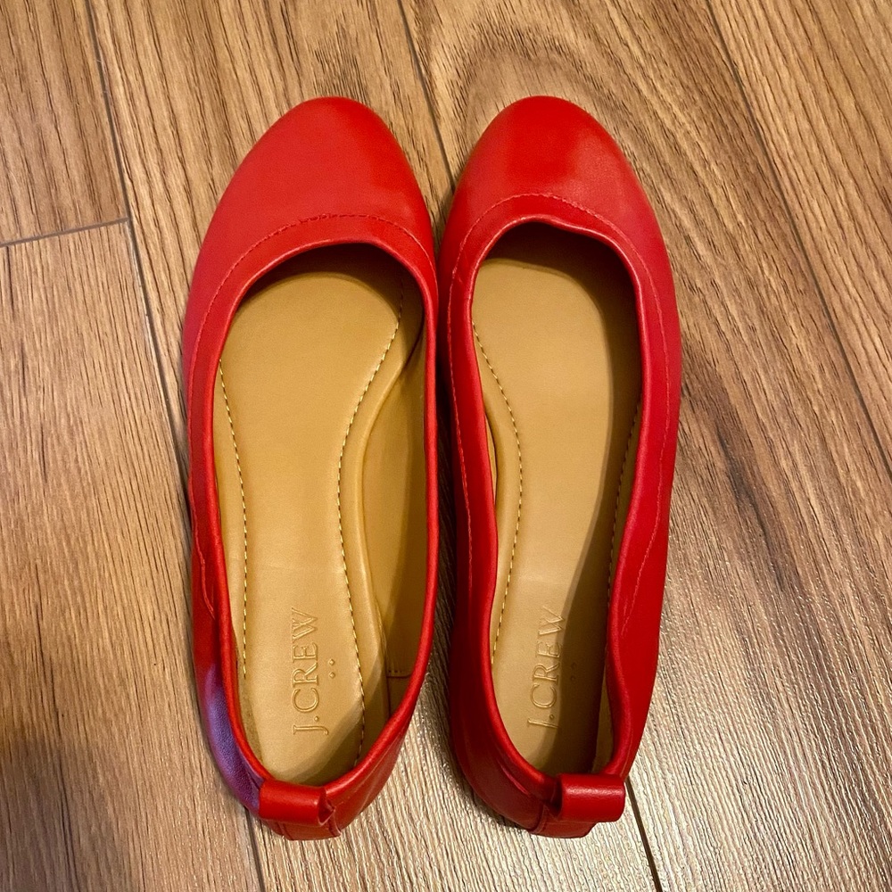 J Crew Factory flats- red NWOT